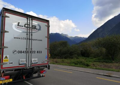 LCS lorry in Switzerland mountains
